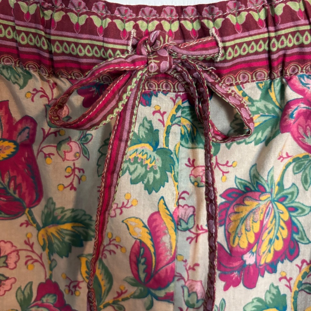Sundance 100% Cotton Boho Cottage Whimsigoth  Floral Print Drawstring Pants XL - Picture 4 of 15